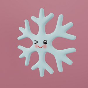 Snowflake Mint Funny Winking Face With Eyes And Pink Cheeks And Lips Kawaii Cartoon cute style 2