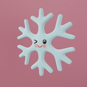 Snowflake Mint Funny Winking Face With Eyes And Pink Cheeks And Lips Kawaii Cartoon cute style 2