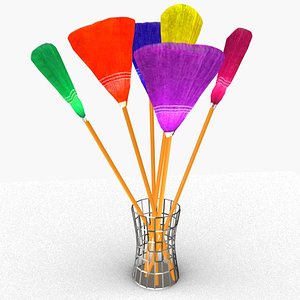 Colorful brooms 3D model