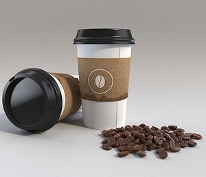 coffee cup beans 3d max