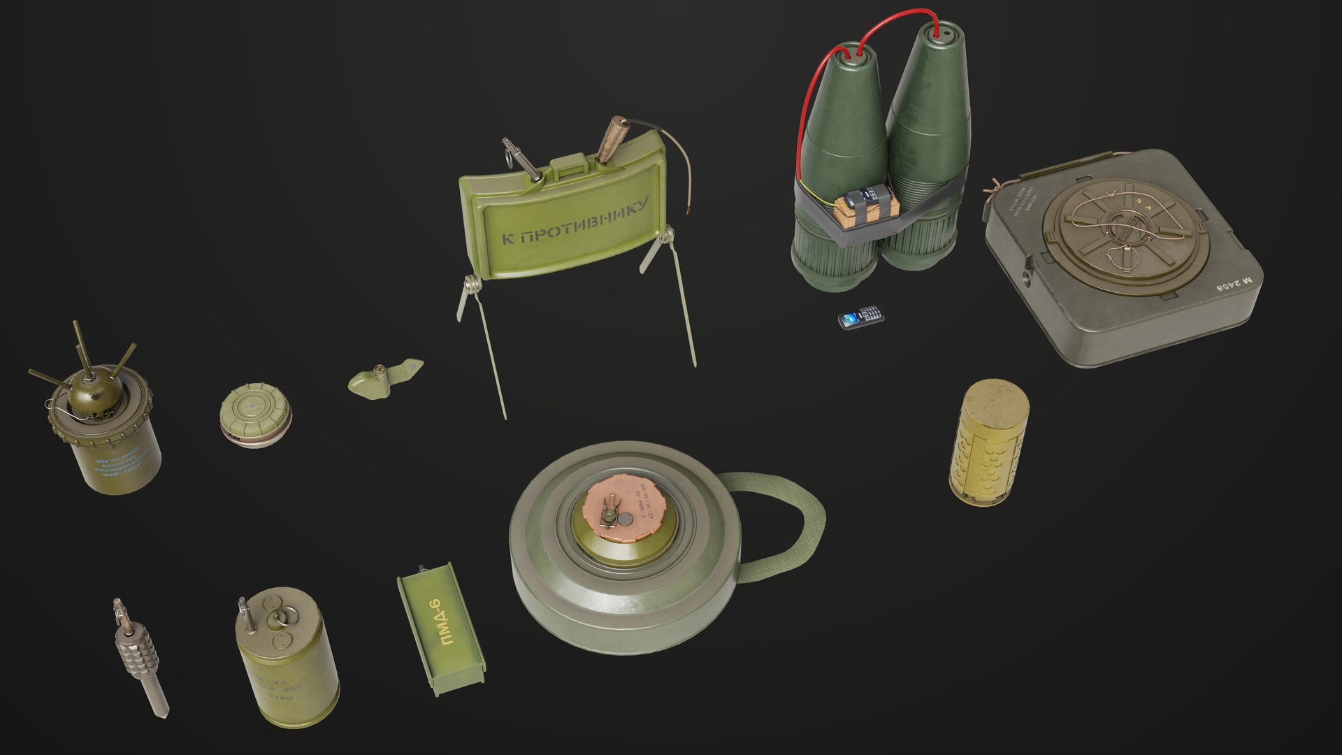 3D Mine Bomb Collection Single Mat All PBR Unity UE Textures model https://p.turbosquid.com/ts-thumb/uG/pstekF/Qc/land_mine_00024/jpg/1762669154/1920x1080/fit_q87/0ef11957e343f9f99a43eef6f7d9615e3639aa40/land_mine_00024.jpg