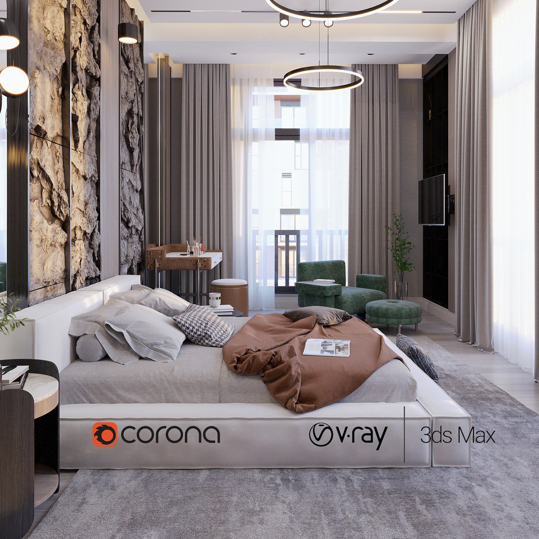 3D Bedroom Design Corona And Vray - TurboSquid 2321642