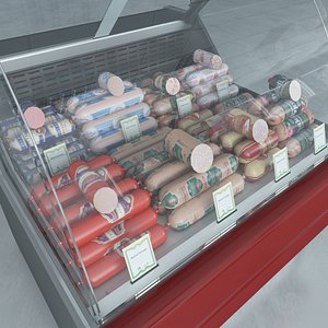 Refrigerated Showcase with Boiled Sausages