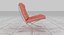 Knoll Orange Leather Barcelona Chair Couch and Stool Ottoman Set 3D