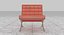 Knoll Orange Leather Barcelona Chair Couch and Stool Ottoman Set 3D