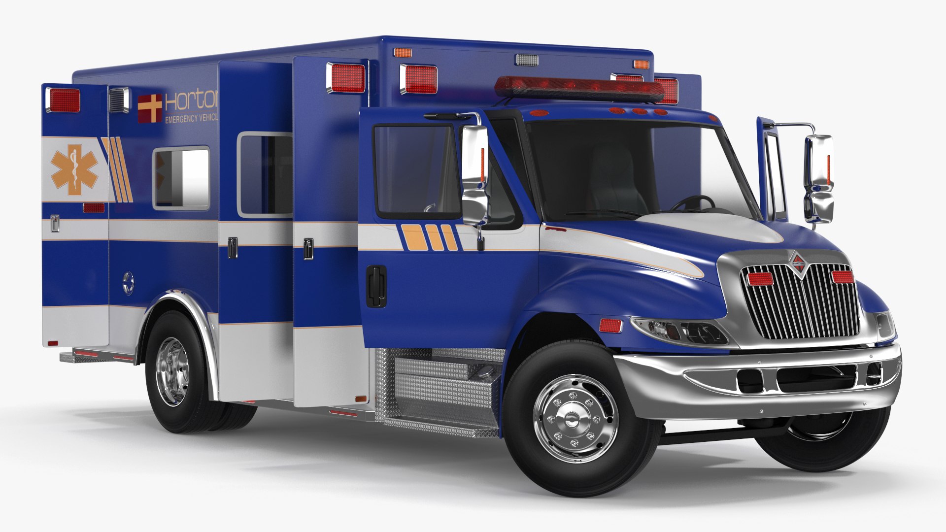 International Durastar Ambulance Truck Rigged for Maya 3D model preview