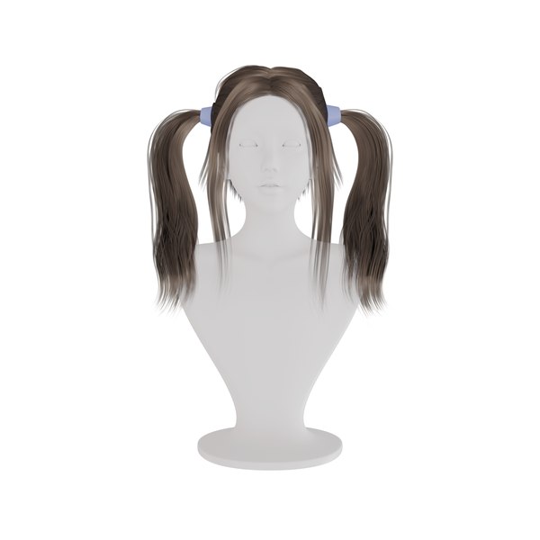 3D model Realistic Woman high ponytail long Hair Style VR / AR