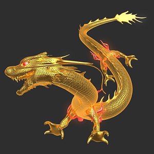 golden dragon animation 3d model