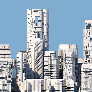 futuristic sci-fi buildings model