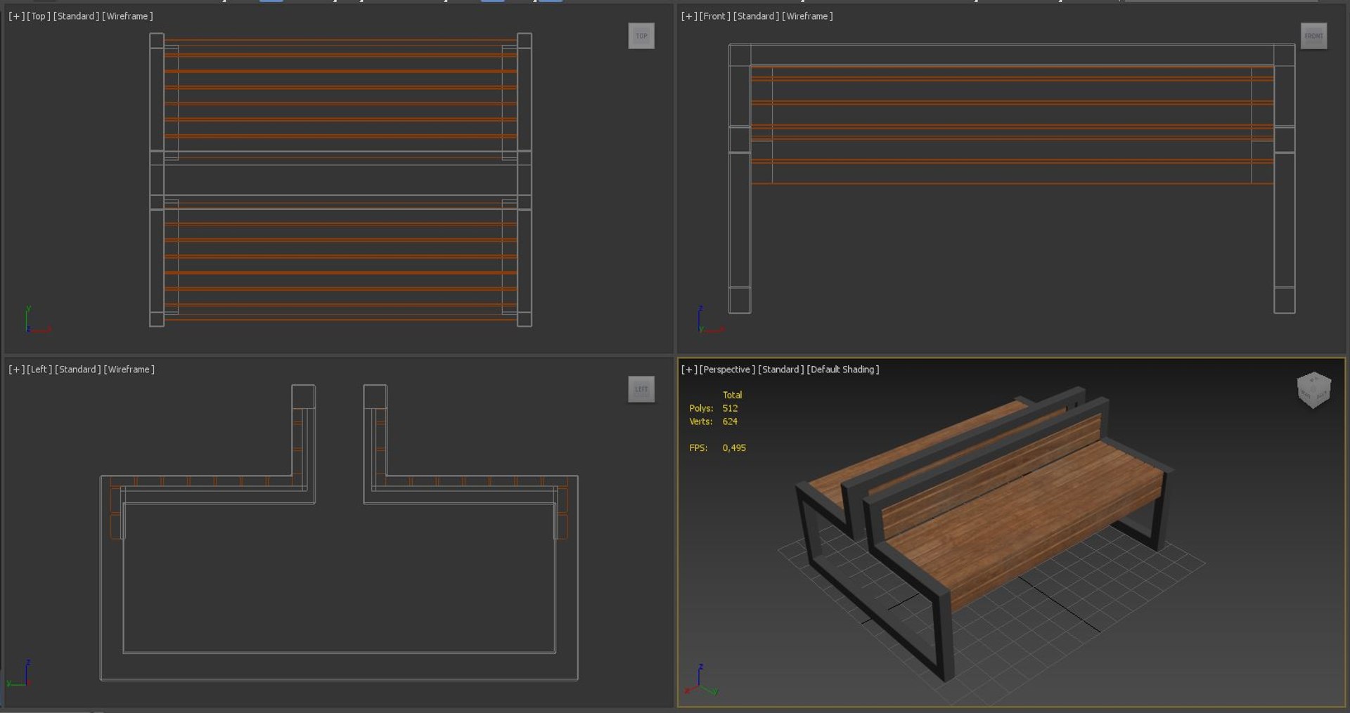 Bench model - TurboSquid 1745768