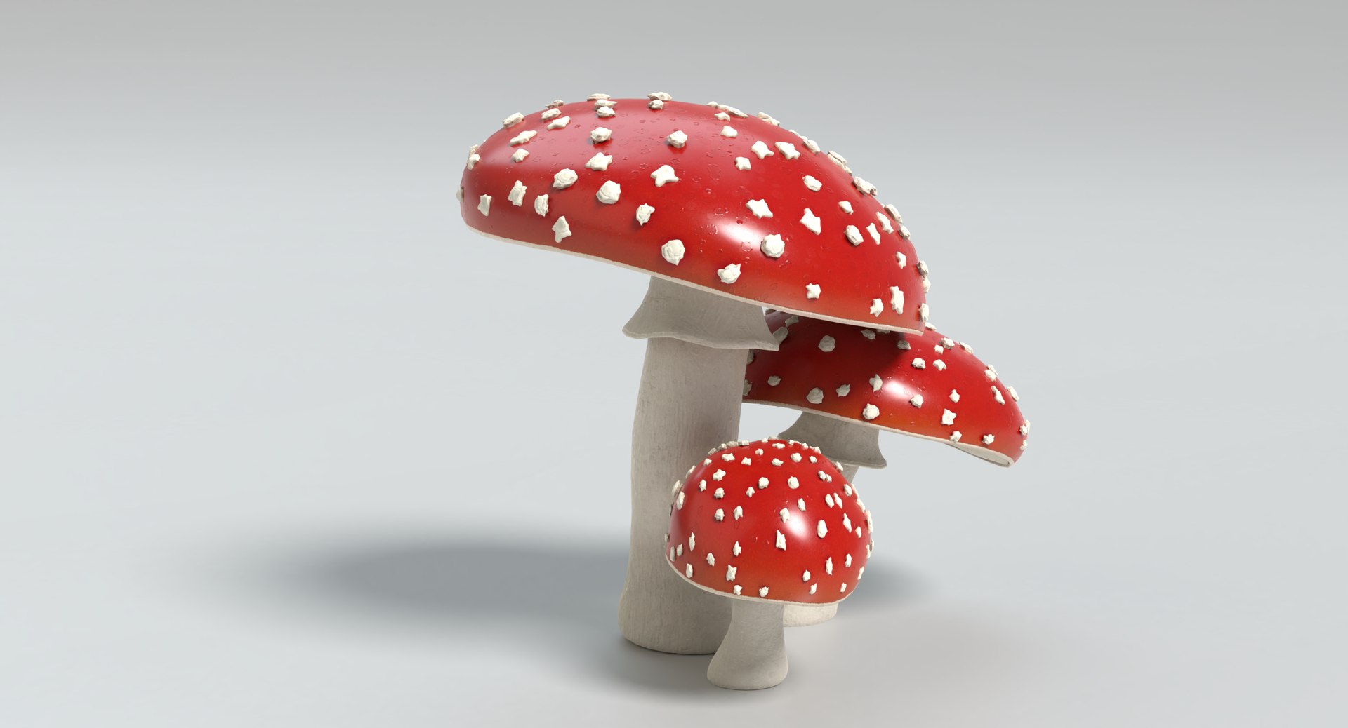 3d Amanita Mushrooms