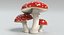 3d amanita mushrooms
