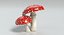 3d amanita mushrooms