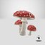 3d amanita mushrooms