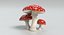 3d amanita mushrooms