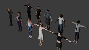 10 Peoples RIGGED 3D model