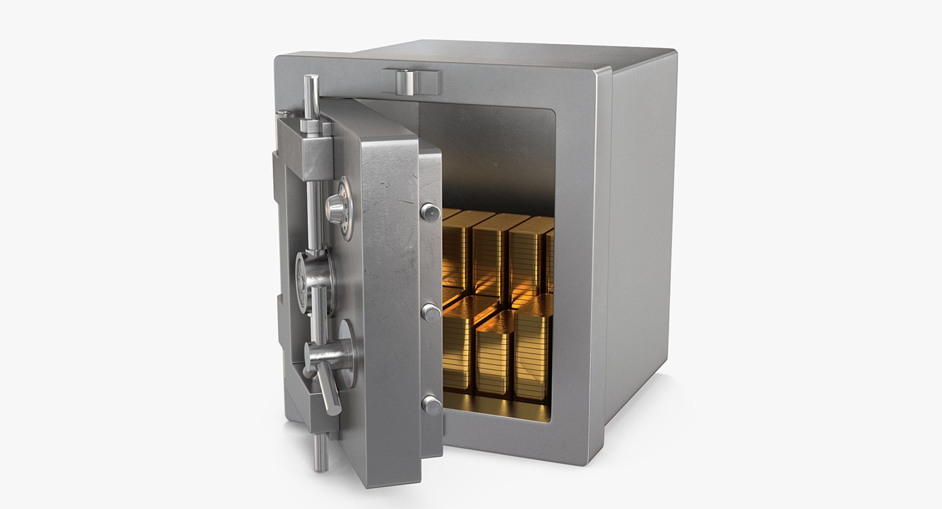 Steel Safe with Gold Bars 3D model preview