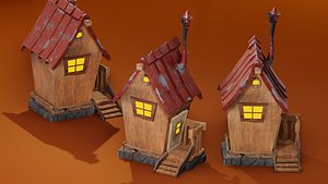 3D Rusty Wooden Shack Low poly blender model model