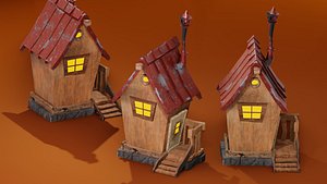 Rusty Wooden Shack Low poly blender model