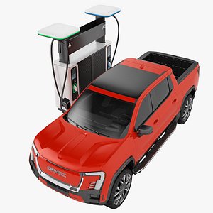 GMC Sierra EV 2024 with Charge Station 03 3D model