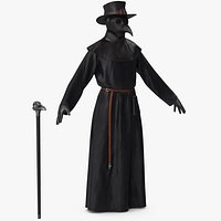 Plague Doctor Costume with Staff Black