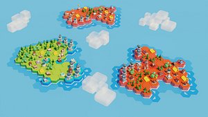 3D Tile island castle 2