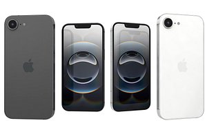 3D Apple iPhone 16e Black And White Low Poly