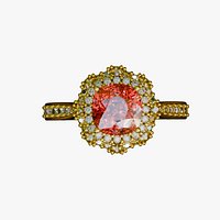 14K Gold Red Spinel Cushion Halo Ring 3D Model Realistic PBR High Poly