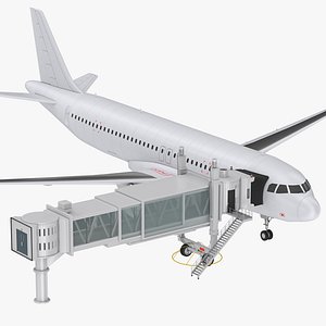 3D Airbus A320 and Jetway Bridge model