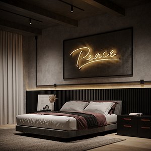 Industrial Loft Interior Bedroom 3D model