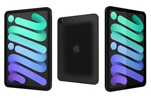 Apple iPad 10 2 2021 9th Gen Space Gray Low Poly model