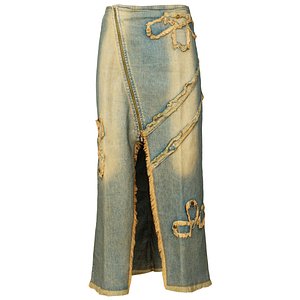 Skirt Long Jeans Trims Women Clothing Vintage 90s