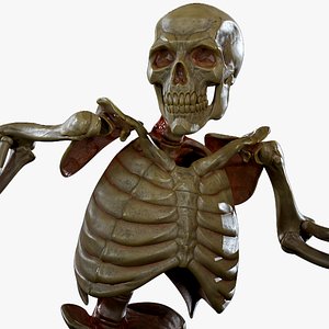 3D Skeleton Undead Warrior Yellow - Rigged - Animated - Lowpoly - Game Ready
