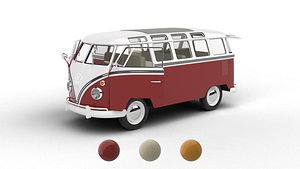 3D model Volkswagen T1 Samba Bus 1950 HQ 3d model