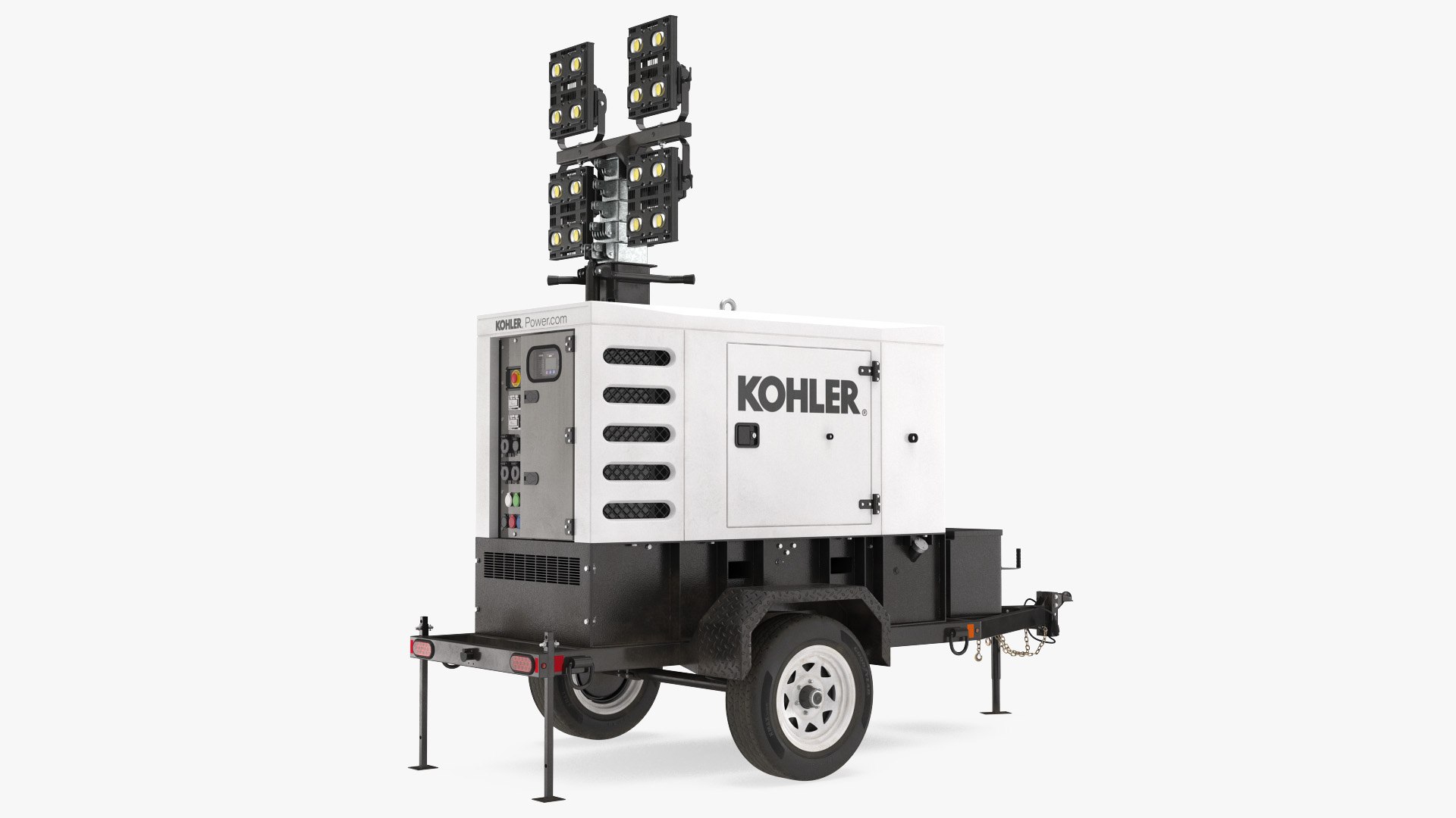 Kohler Mobile Generator with Lighting Mast Rigged 3D model preview