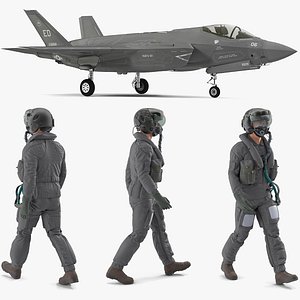 Stealth Fighter F-35 Lightning II and Pilot Rigged
