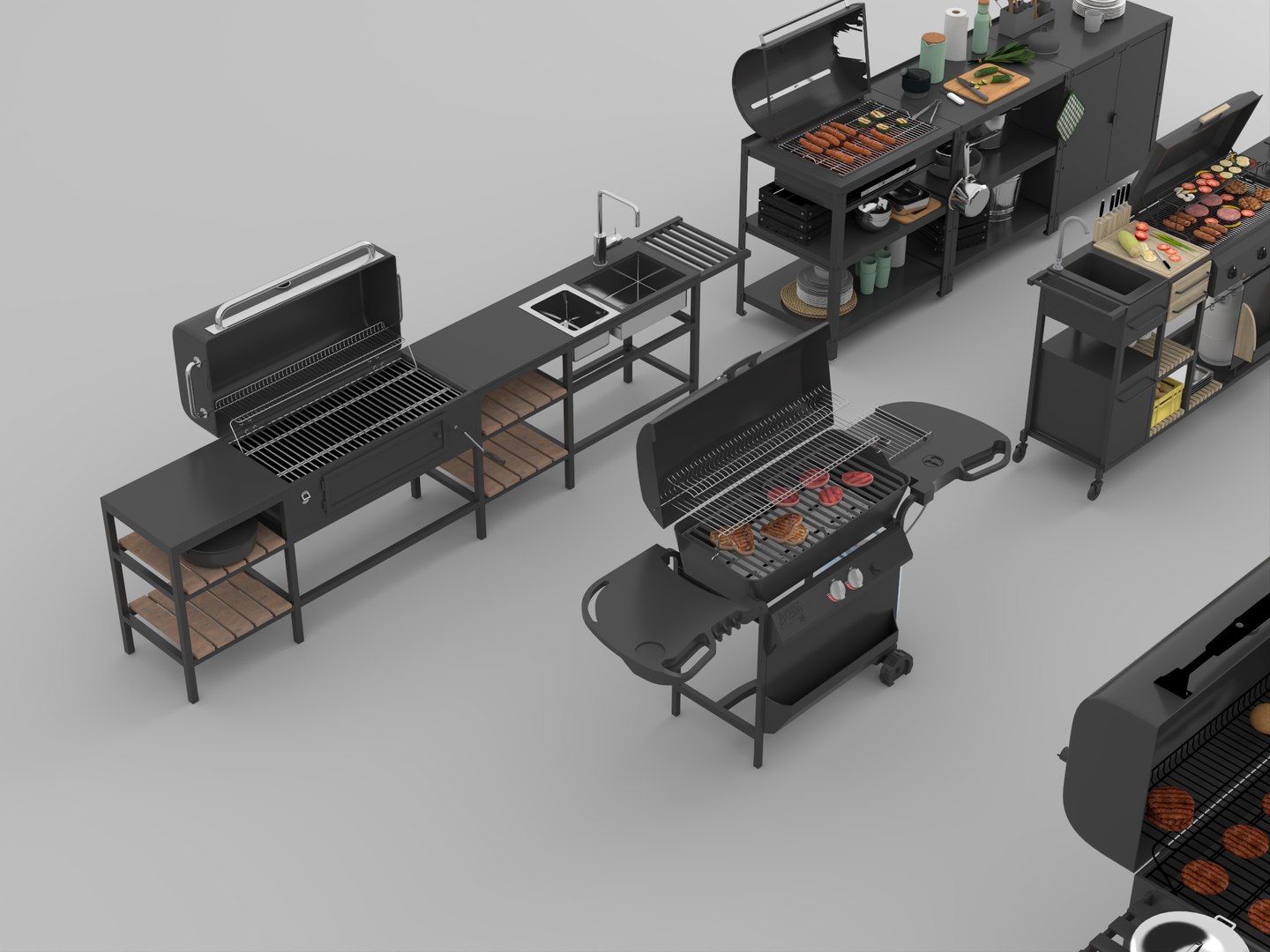 3D Outdoor Kitchen BBQ Station Set https://p.turbosquid.com/ts-thumb/uI/f0wBor/EP/bbq6/png/1782997665/1920x1080/fit_q87/9dc49a3ba505f4678af0266e6b368c2edfe070cb/bbq6.jpg