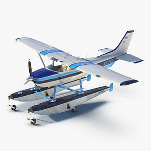 Cessna 182 Skylane on Floats 3D Model