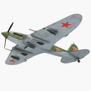Ilyushin Il-2 WWII Soviet Attack Aircraft Rigged 3D Model