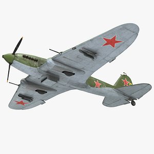 Ilyushin Il-2 WWII Soviet Attack Aircraft Rigged 3D Model