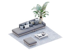 sofa N34 Low-poly 3D model 3D