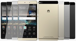 realistic huawei p8 colors 3d model