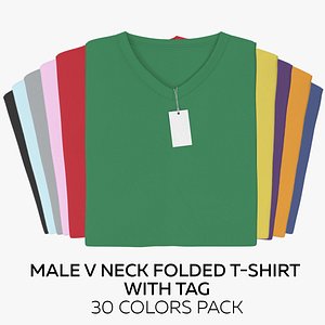 3D Male V Neck Folded With Tag 30 Colors Pack