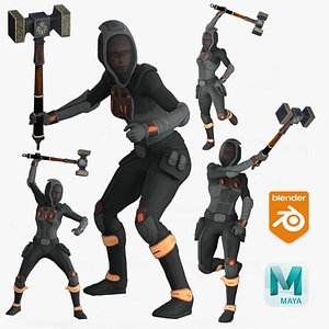 Realistic Rigged Action Warrior Woman-Kene Character 3D Model