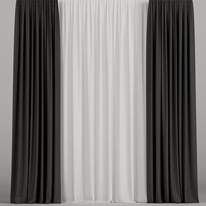 3D model curtain tulle black