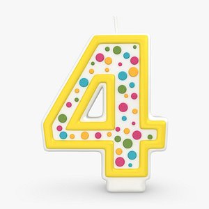 3d model realistic number candles 4