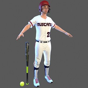 softball bat ball 3D model