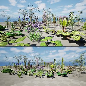 British Hemp-Agrimony and Wildflower 3D Asset Bundle