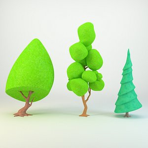 Cartoon tree for game 3d model Low-poly