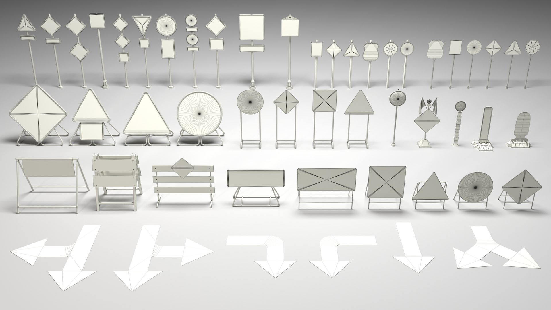 3D Road Signs - 51 Pieces - TurboSquid 1915620
